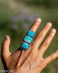 Federico Jimenez Kingman Turquoise Adjustable Ring | Sterling Silver Beaded Statement Ring