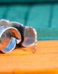 Federico Jimenez Kingman Turquoise Adjustable Ring | Sterling Silver Beaded Statement Ring