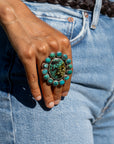 Federico Jimenez Adjustable Natural Turquoise Cluster Statement Ring