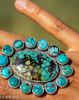 Federico Jimenez Adjustable Natural Turquoise Cluster Statement Ring