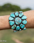 Federico Jimenez Lone Mountain Turquoise Cuff Bracelet | Larry Cooley Estate Turquoise | Navajo Sterling Silver Statement Jewelry