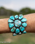 Federico Jimenez Lone Mountain Turquoise Cuff Bracelet | Larry Cooley Estate Turquoise | Navajo Sterling Silver Statement Jewelry