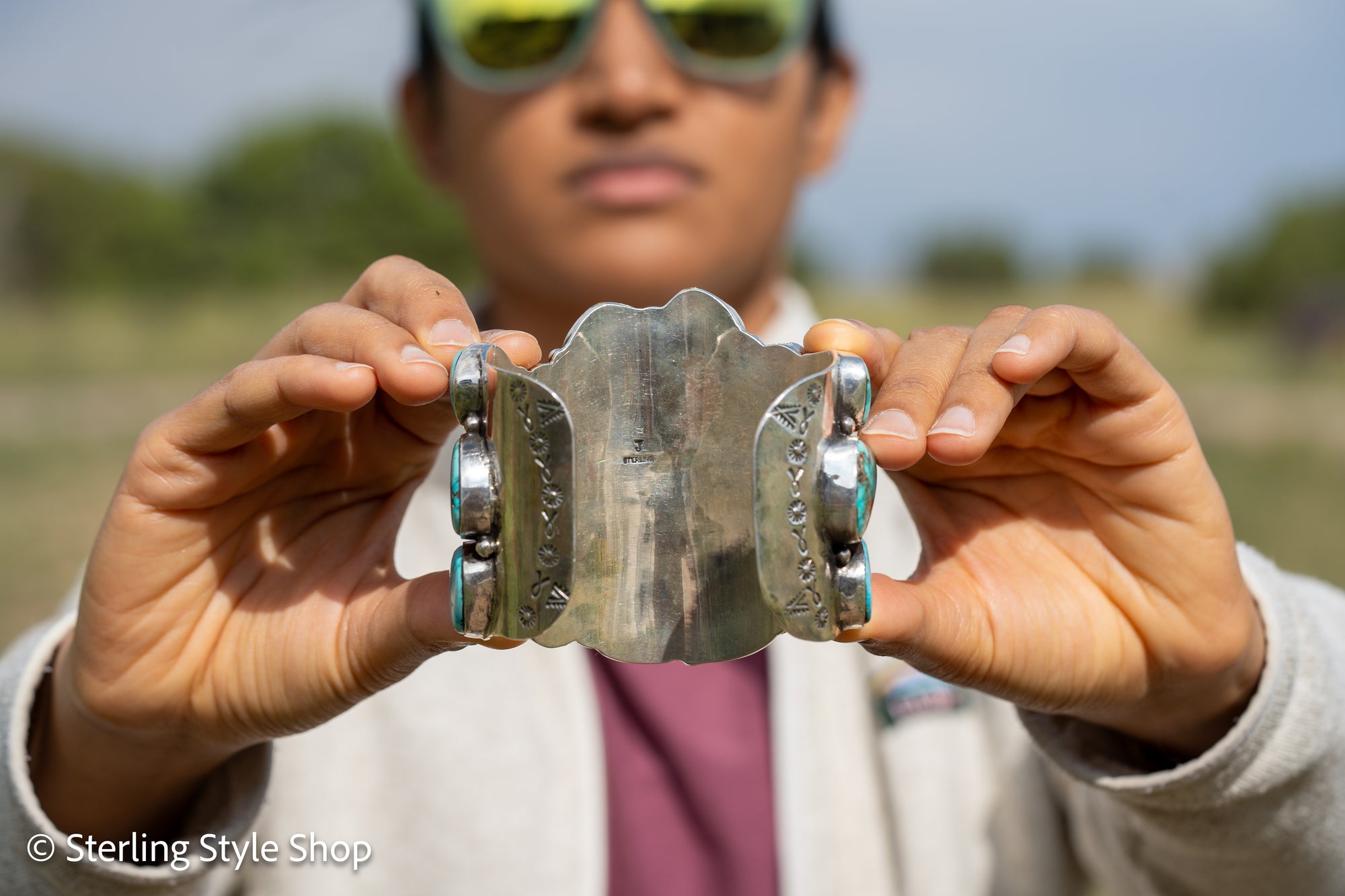 Federico Jimenez Lone Mountain Turquoise Cuff Bracelet | Larry Cooley Estate Turquoise | Navajo Sterling Silver Statement Jewelry