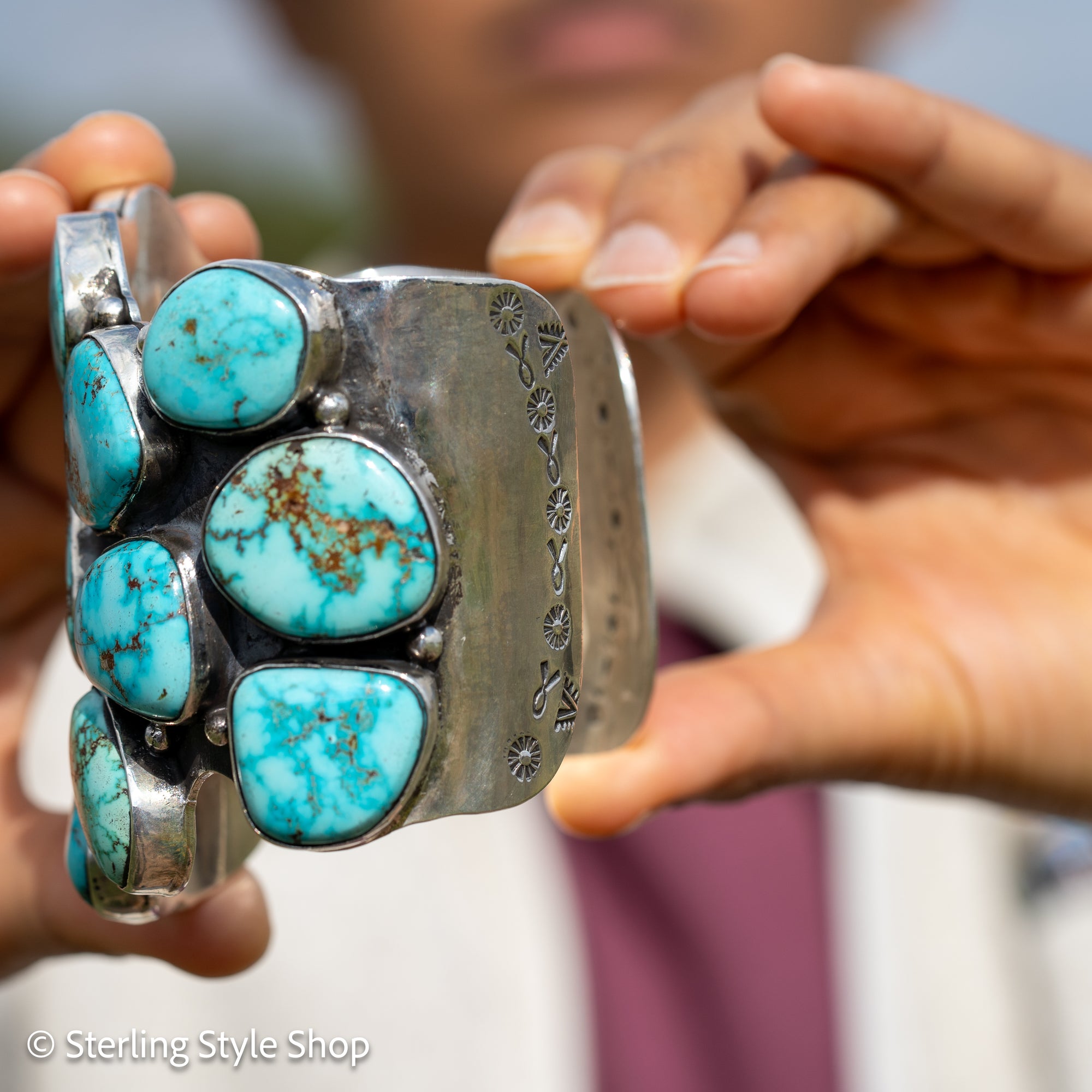 Federico Jimenez Lone Mountain Turquoise Cuff Bracelet | Larry Cooley Estate Turquoise | Navajo Sterling Silver Statement Jewelry