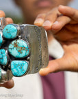 Federico Jimenez Lone Mountain Turquoise Cuff Bracelet | Larry Cooley Estate Turquoise | Navajo Sterling Silver Statement Jewelry