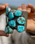 Federico Jimenez Lone Mountain Turquoise Cuff Bracelet | Larry Cooley Estate Turquoise | Navajo Sterling Silver Statement Jewelry