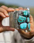 Federico Jimenez Lone Mountain Turquoise Cuff Bracelet | Larry Cooley Estate Turquoise | Navajo Sterling Silver Statement Jewelry