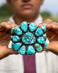Federico Jimenez Lone Mountain Turquoise Cuff Bracelet | Larry Cooley Estate Turquoise | Navajo Sterling Silver Statement Jewelry