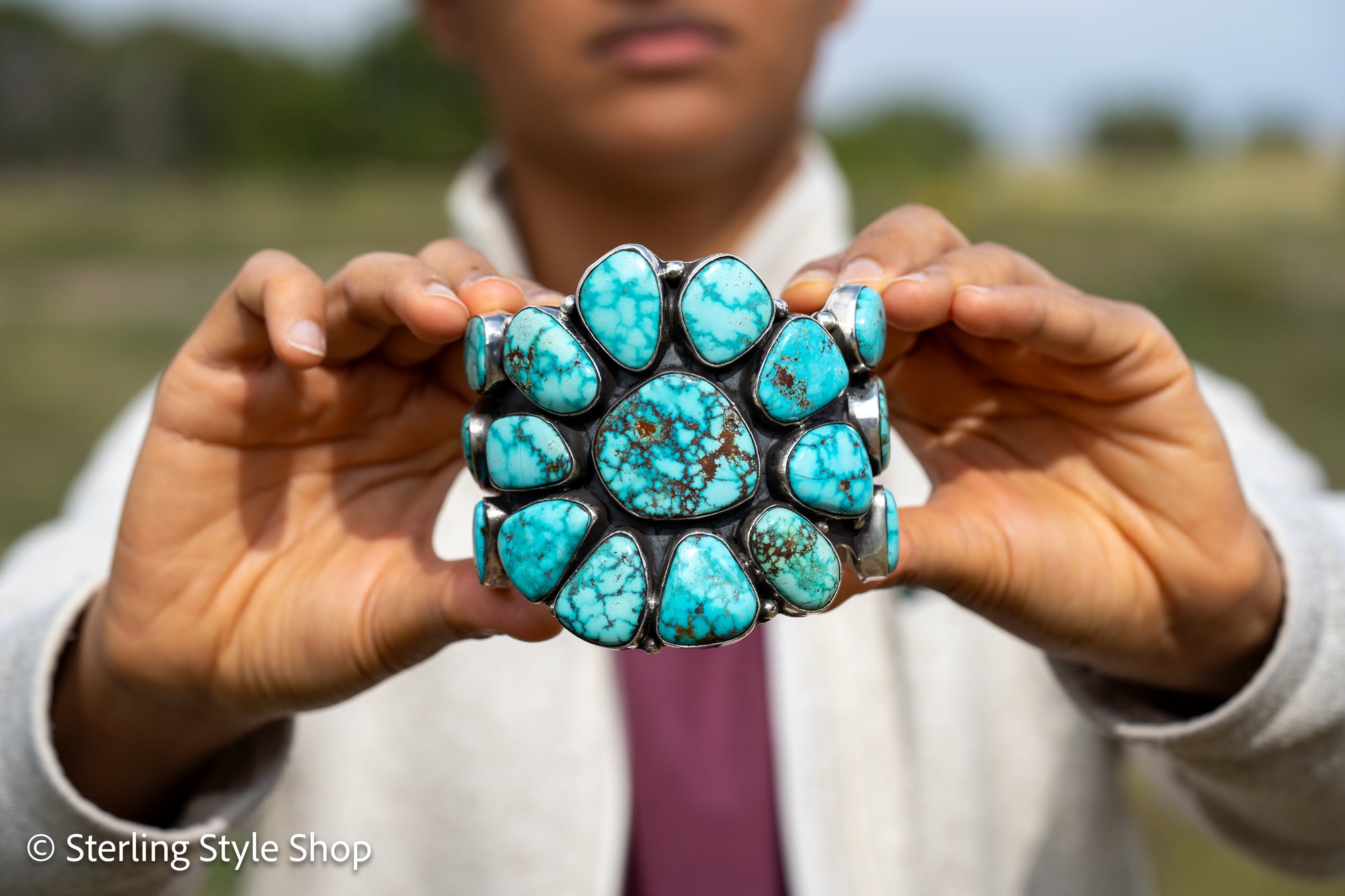 Federico Jimenez Lone Mountain Turquoise Cuff Bracelet | Larry Cooley Estate Turquoise | Navajo Sterling Silver Statement Jewelry