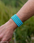 Federico Jimenez Sleeping Beauty Turquoise Cuff | 4 Row Sterling Silver Bracelet | 105g Signed Statement Cuff | 80 Stones