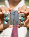 Federico Jimenez Pilot Mountain Turquoise Cuff Bracelet | Large Sterling Silver Flower Cluster  Cuff