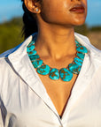 Federico Jimenez Copper Canyon Turquoise Collar Necklace, Hallmarked JF Sterling