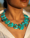 Federico Jimenez Copper Canyon Turquoise Collar Necklace, Hallmarked JF Sterling