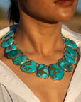 Federico Jimenez Copper Canyon Turquoise Collar Necklace, Hallmarked JF Sterling