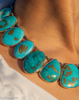 Federico Jimenez Copper Canyon Turquoise Collar Necklace, Hallmarked JF Sterling