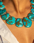 Federico Jimenez Copper Canyon Turquoise Collar Necklace, Hallmarked JF Sterling