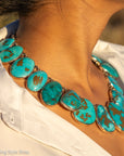 Federico Jimenez Copper Canyon Turquoise Collar Necklace, Hallmarked JF Sterling