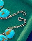 Federico Jimenez Copper Canyon Turquoise Collar Necklace, Hallmarked JF Sterling
