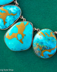 Federico Jimenez Copper Canyon Turquoise Collar Necklace, Hallmarked JF Sterling