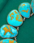 Federico Jimenez Copper Canyon Turquoise Collar Necklace, Hallmarked JF Sterling