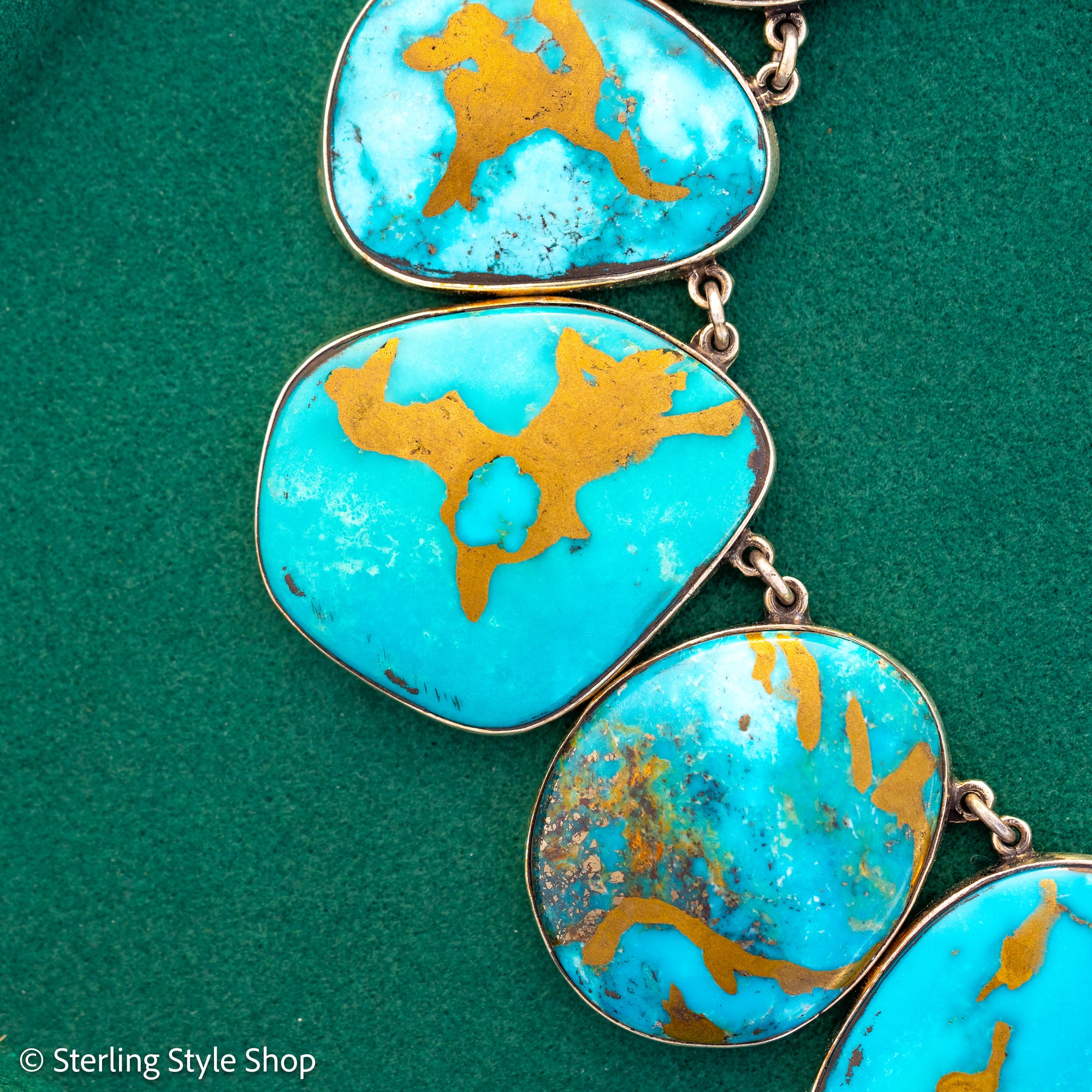 Federico Jimenez Copper Canyon Turquoise Collar Necklace, Hallmarked JF Sterling