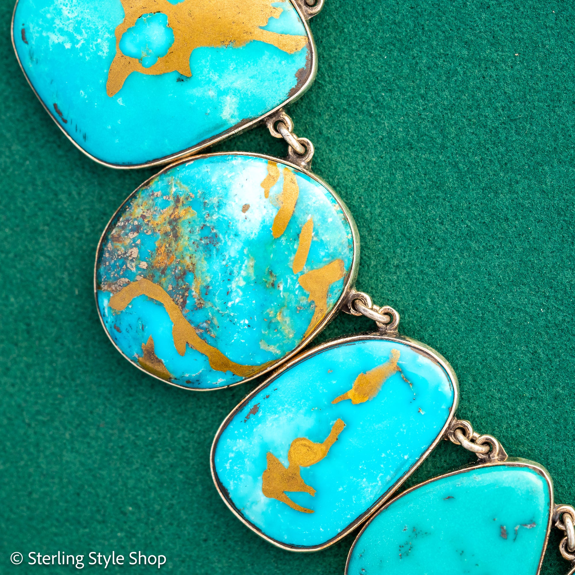 Federico Jimenez Copper Canyon Turquoise Collar Necklace, Hallmarked JF Sterling