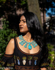 Vintage Federico Jimenez Sleeping Beauty Turquoise Cleopatra Necklace | Museum-Quality Navajo Handmade Sterling Silver Statement Necklace | Hidden Clasp Design