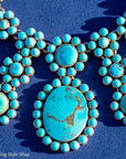 Vintage Federico Jimenez Sleeping Beauty Turquoise Cleopatra Necklace | Museum-Quality Navajo Handmade Sterling Silver Statement Necklace | Hidden Clasp Design