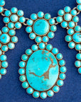 Vintage Federico Jimenez Sleeping Beauty Turquoise Cleopatra Necklace | Museum-Quality Navajo Handmade Sterling Silver Statement Necklace | Hidden Clasp Design