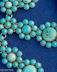 Vintage Federico Jimenez Sleeping Beauty Turquoise Cleopatra Necklace | Museum-Quality Navajo Handmade Sterling Silver Statement Necklace | Hidden Clasp Design