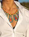 Federico Jimenez Cleopatra Necklace, Spiny Oyster & Sleeping Beauty Turquoise, Sterling silver, 19 Inches