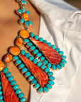 Federico Jimenez Cleopatra Necklace, Spiny Oyster & Sleeping Beauty Turquoise, Sterling silver, 19 Inches