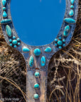 Federico Jimenez Sterling Silver Handheld Mirror — No. 8, Spiderweb & Kingman Turquoise, One-of-a-Kind Masterpiece