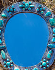 Federico Jimenez Sterling Silver Handheld Mirror — No. 8, Spiderweb & Kingman Turquoise, One-of-a-Kind Masterpiece