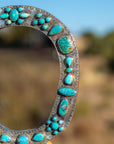 Federico Jimenez Sterling Silver Handheld Mirror — No. 8, Spiderweb & Kingman Turquoise, One-of-a-Kind Masterpiece