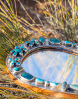Federico Jimenez Sterling Silver Handheld Mirror — No. 8, Spiderweb & Kingman Turquoise, One-of-a-Kind Masterpiece