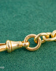 Antique 18k Gold Albert Chain Necklace | 1921 Birmingham Hallmarked Watch Chain, Heavy Curb Link, 60.1g Solid Gold T-Bar Necklace