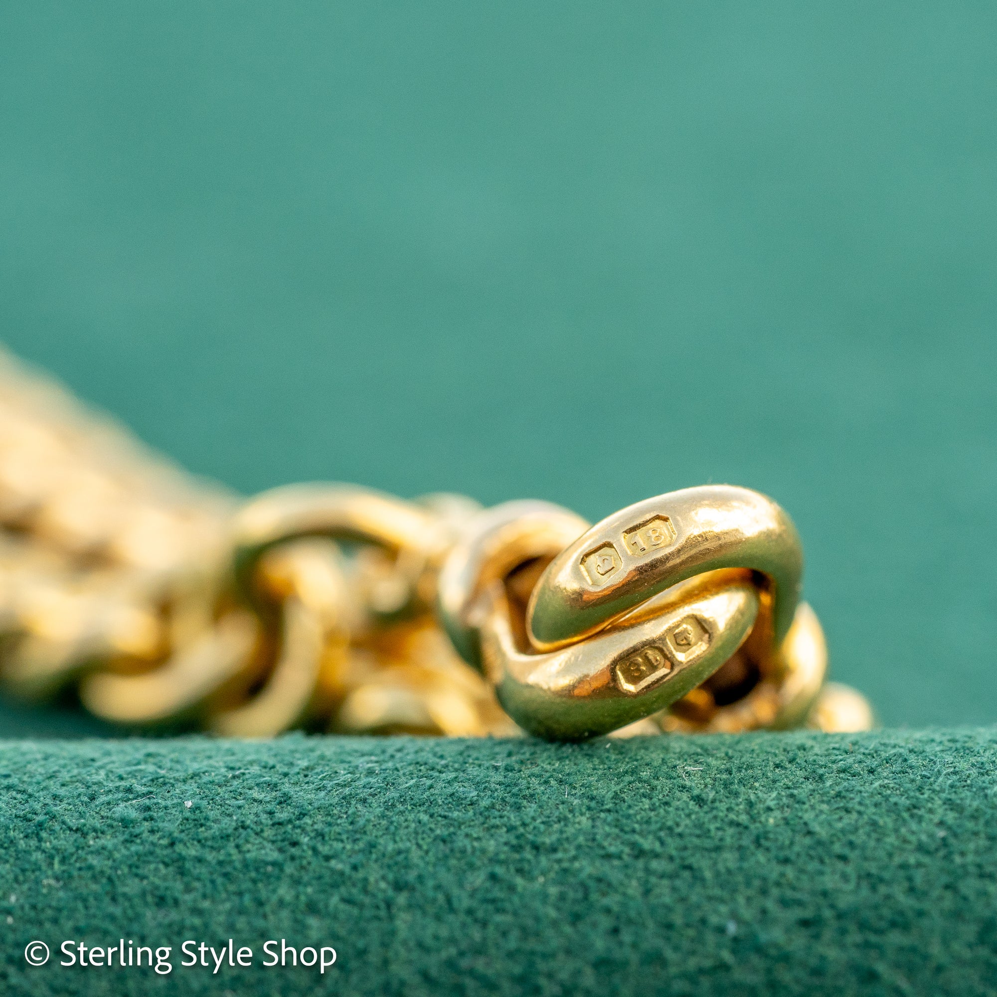 Antique 18k Gold Albert Chain Necklace | 1921 Birmingham Hallmarked Watch Chain, Heavy Curb Link, 60.1g Solid Gold T-Bar Necklace