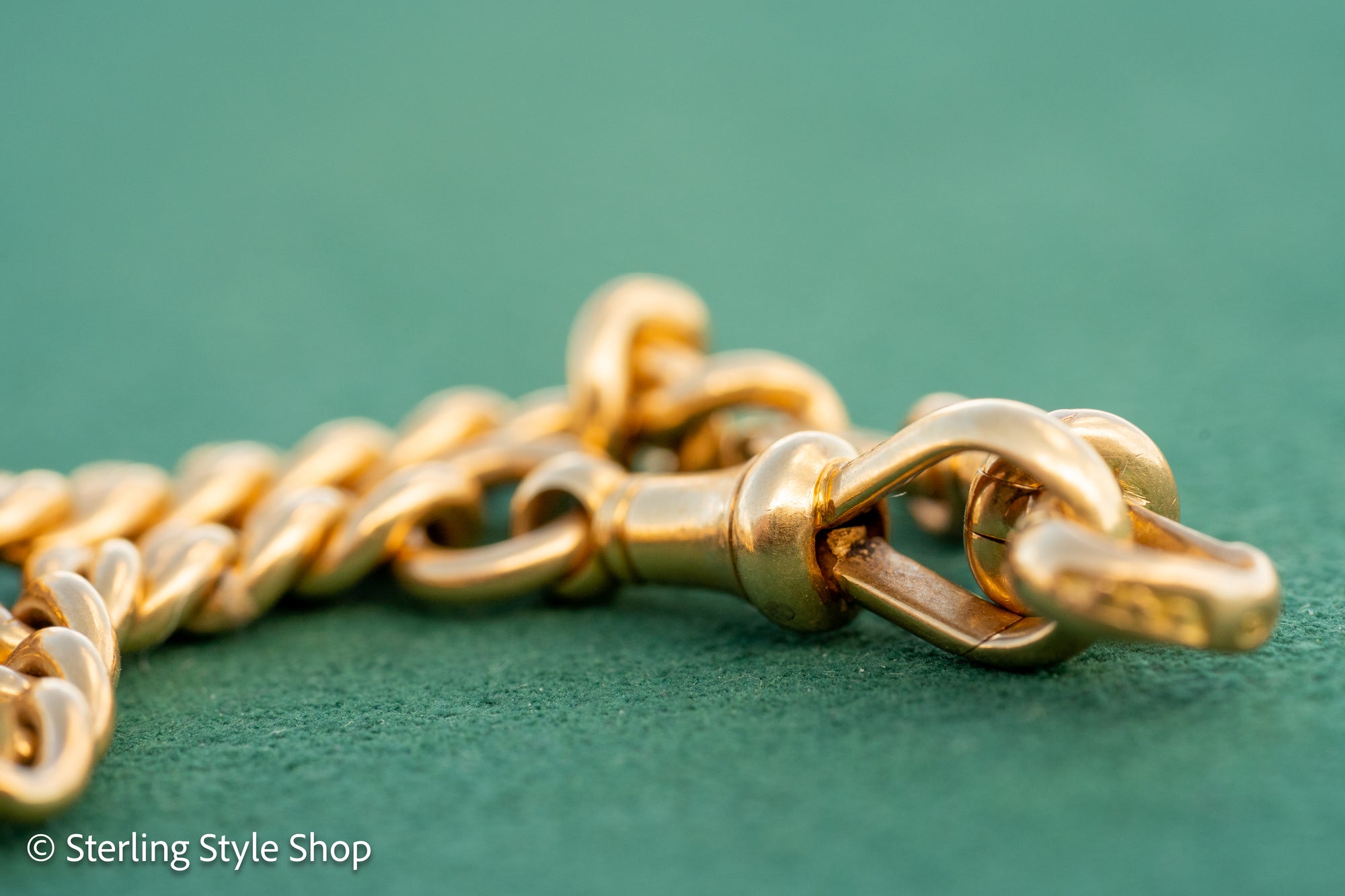 Antique 1925 18kt Gold Curb Link Watch Chain Necklace | Chester Hallmarked T-Bar &amp; Dog Clips | Heavy Solid Gold Chain
