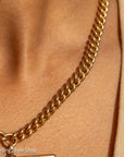 Antique 1925 18kt Gold Curb Link Watch Chain Necklace | Chester Hallmarked T-Bar & Dog Clips | Heavy Solid Gold Chain