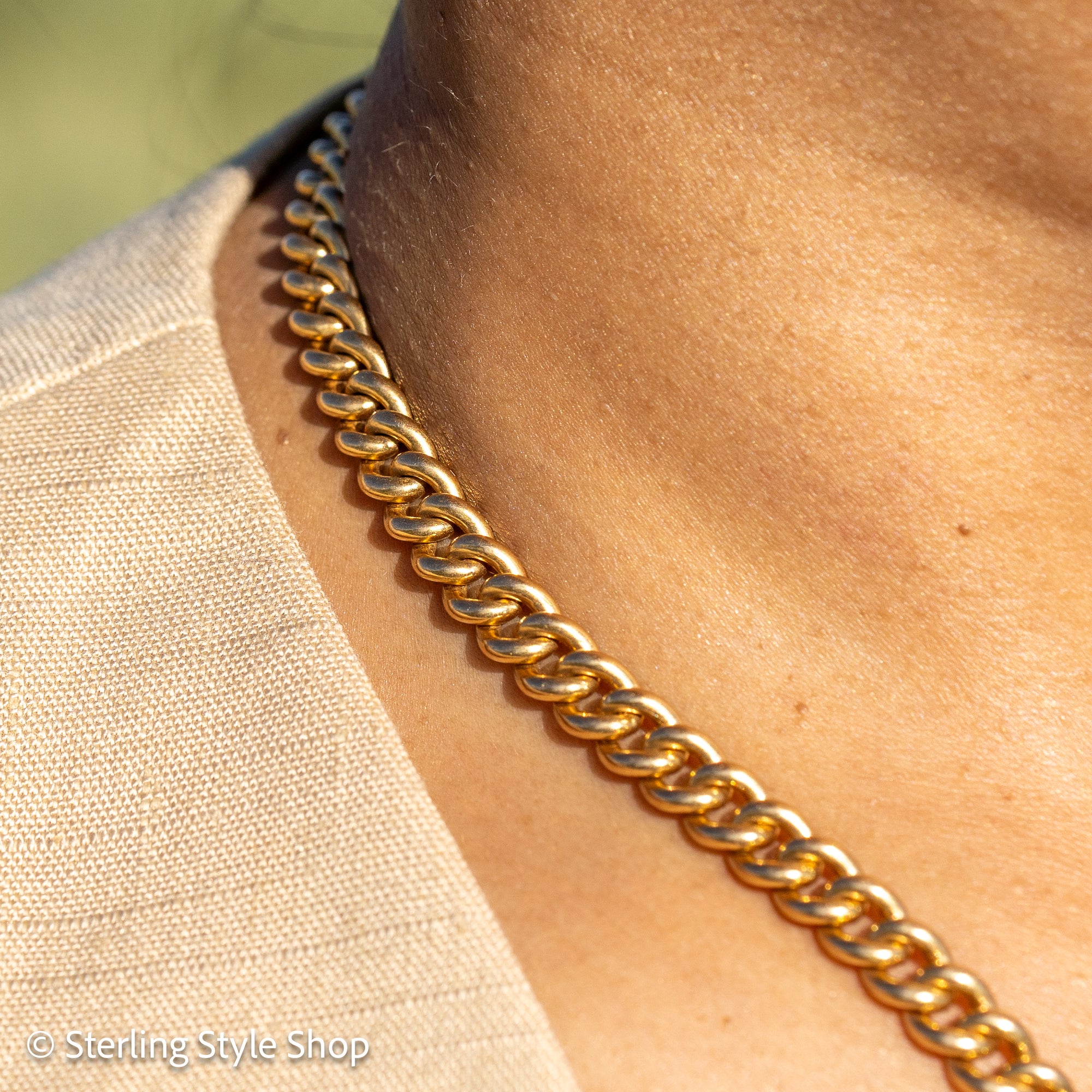 Antique 1925 18kt Gold Curb Link Watch Chain Necklace | Chester Hallmarked T-Bar &amp; Dog Clips | Heavy Solid Gold Chain
