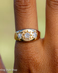 Antique 18ct Gold Celestial Ring | Star Set Old Mine Cut Diamonds | 1 Carat Total | London Hallmarked