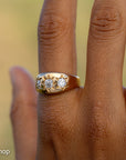 Antique 18ct Gold Celestial Ring | Star Set Old Mine Cut Diamonds | 1 Carat Total | London Hallmarked