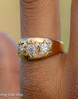 Antique 18ct Gold Celestial Ring | Star Set Old Mine Cut Diamonds | 1 Carat Total | London Hallmarked