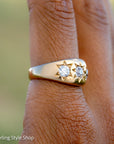 Antique 18ct Gold Celestial Ring | Star Set Old Mine Cut Diamonds | 1 Carat Total | London Hallmarked