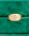 Antique 18ct Gold Celestial Ring | Star Set Old Mine Cut Diamonds | 1 Carat Total | London Hallmarked