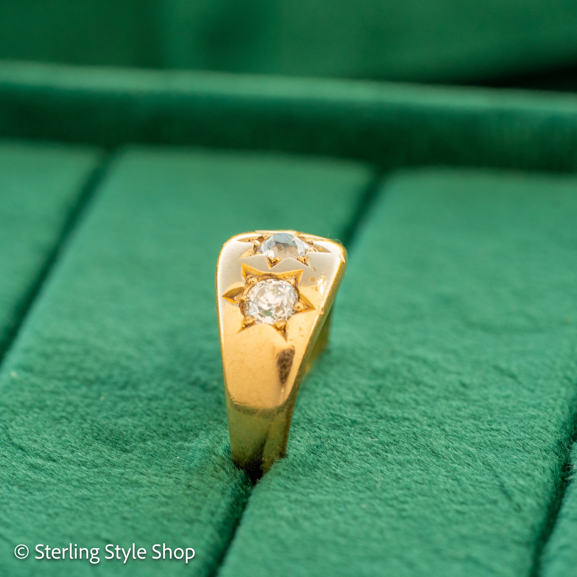 Antique 18ct Gold Celestial Ring | Star Set Old Mine Cut Diamonds | 1 Carat Total | London Hallmarked