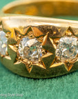 Antique 18ct Gold Celestial Ring | Star Set Old Mine Cut Diamonds | 1 Carat Total | London Hallmarked