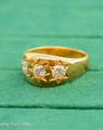 Antique 18ct Gold Celestial Ring | Star Set Old Mine Cut Diamonds | 1 Carat Total | London Hallmarked