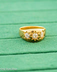 Antique 18ct Gold Celestial Ring | Star Set Old Mine Cut Diamonds | 1 Carat Total | London Hallmarked